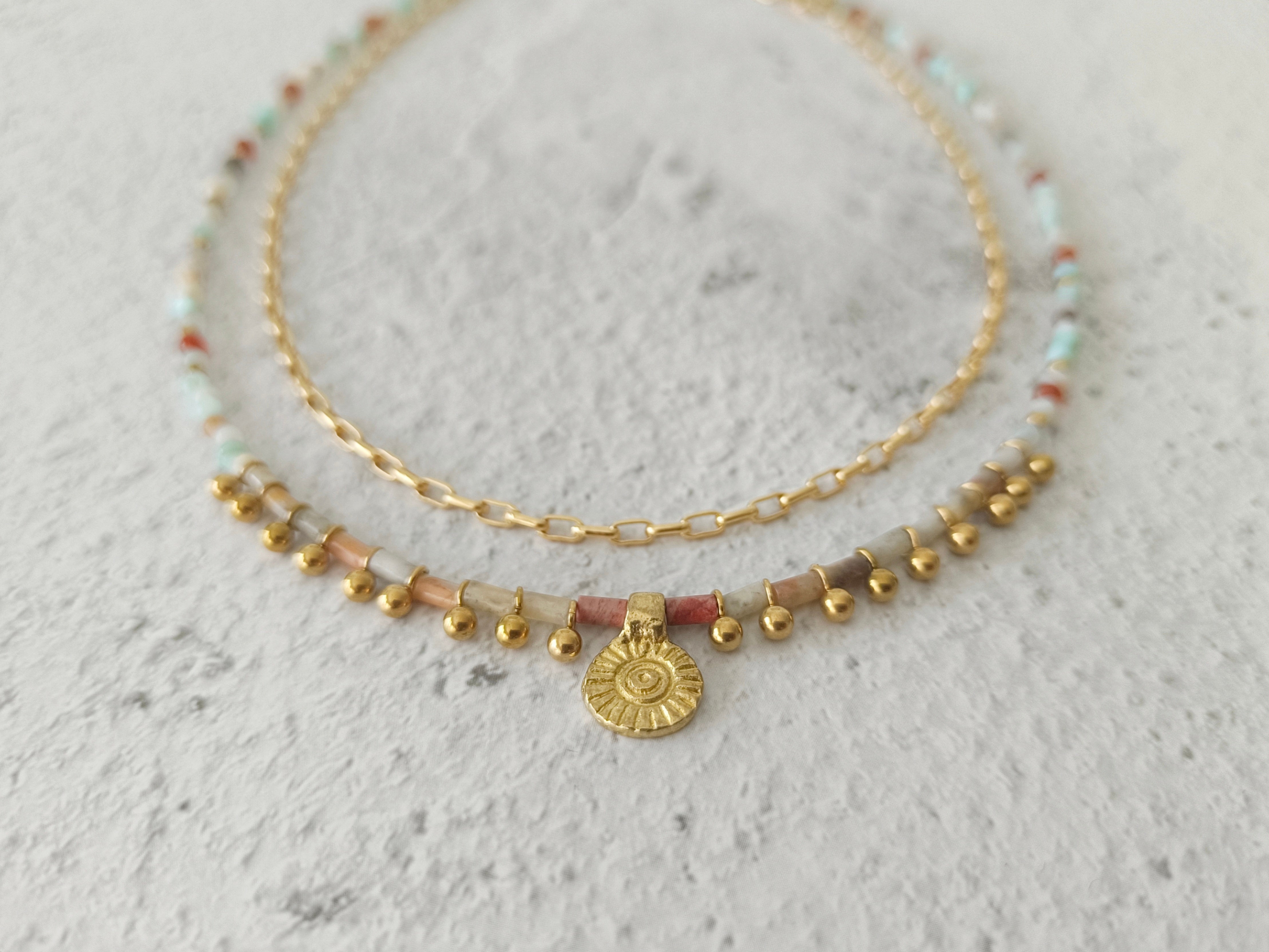 July - layered necklace in ethnic rock style