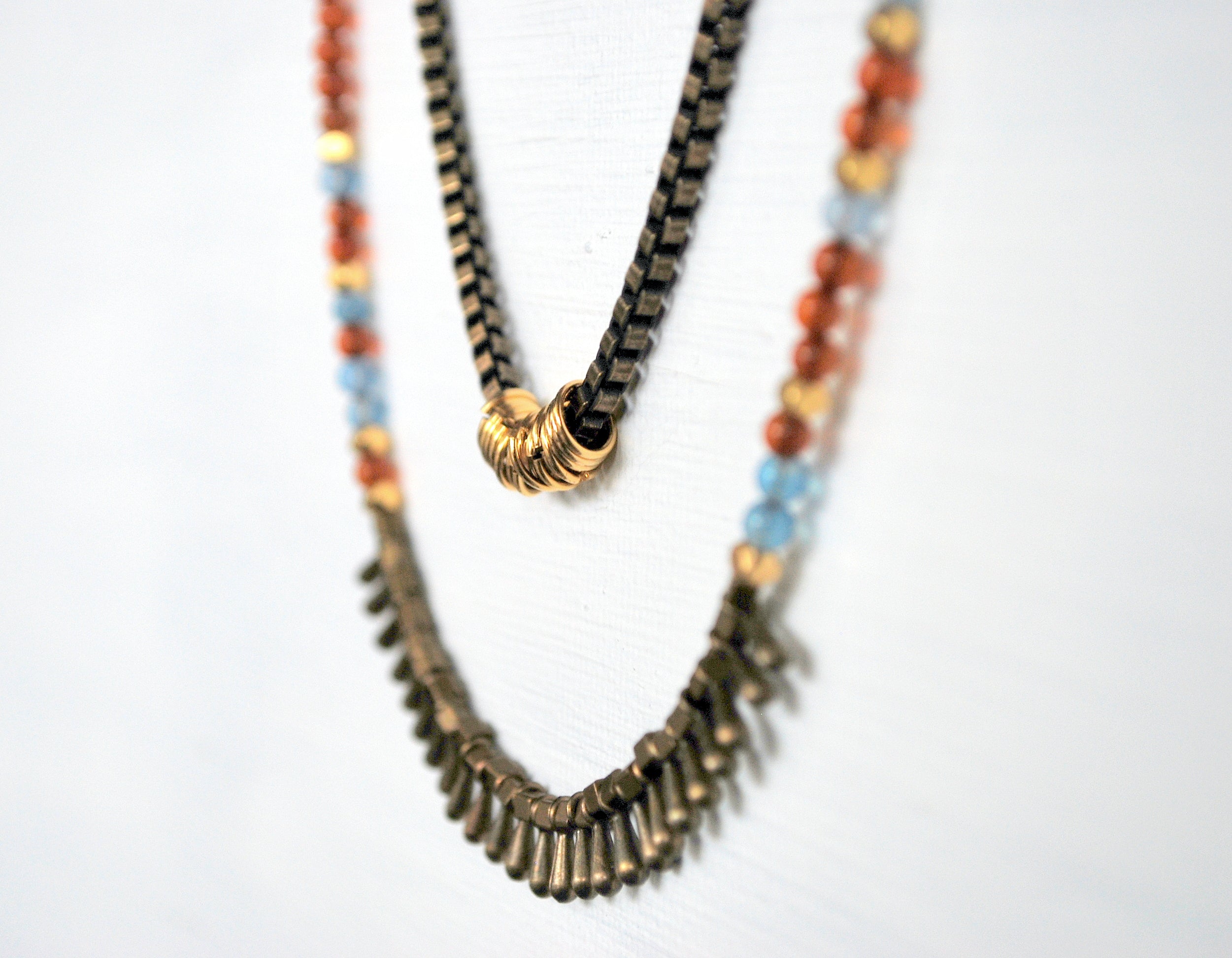July - layered necklace in ethnic rock style