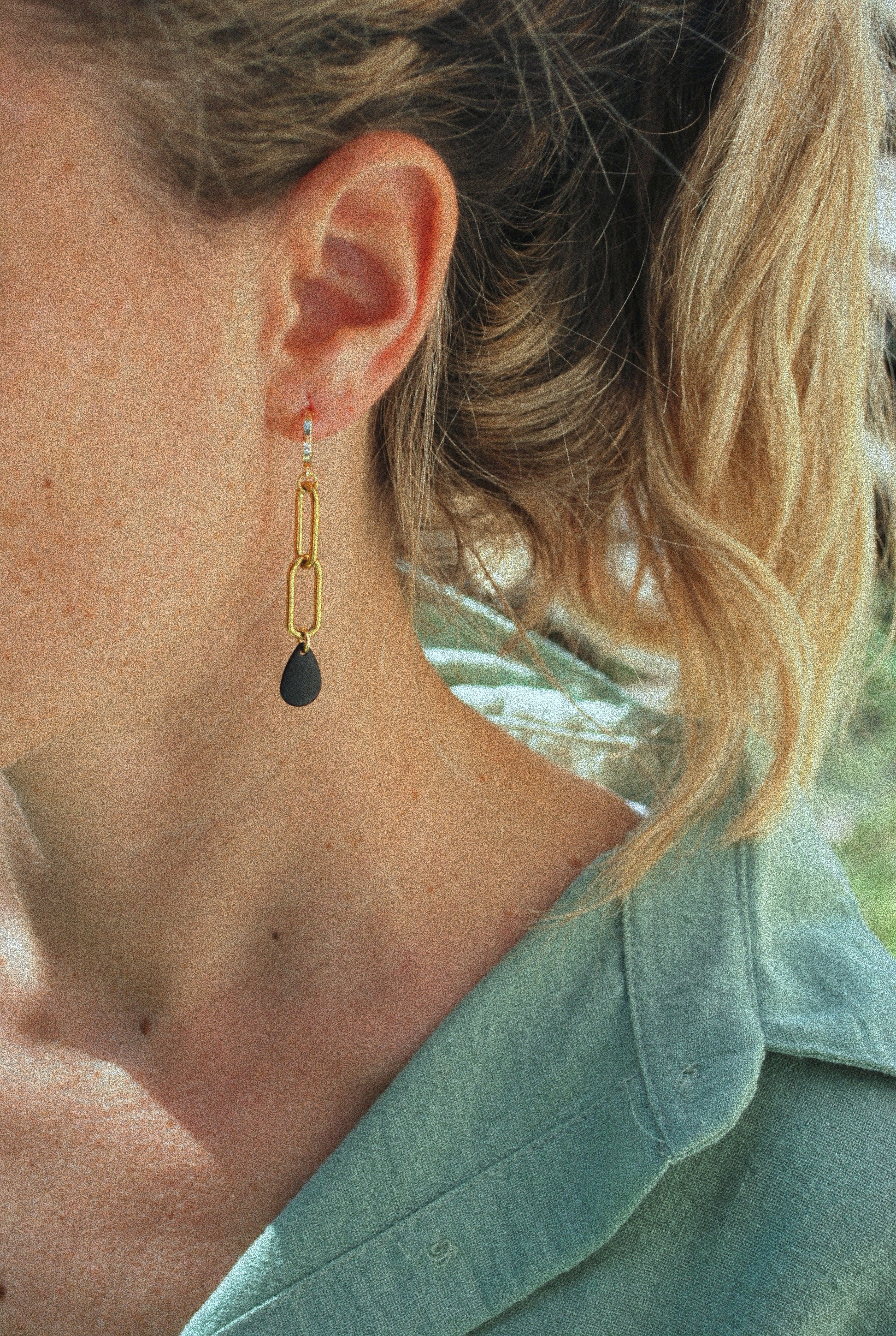 Blanchette Gold hoop earrings and a drop